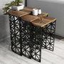Hanah Home Stil Metal Ferforje - Juego de 3 mesas nido Nogal y Negro